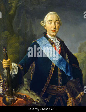 . Englisch: 7/8 Portrait von Peter III. von Russland. Januar 1762. Lucas Conrad Pfandzelt (1716 - 1786) Beschreibung Deutsche Maler Geburtsdatum / Tod 9. April 1716 11. Mai 1786 Ort der Geburt / Todes Ulm Saint Petersburg Standort Sankt Petersburg Authority control: Q 18508486 67538592 ULAN VIAF:?:??: 129181765 500095377 GND RKD:? 63105 Coronation Porträt von Peter III. von Russland-1761 (7/8) Stockfoto