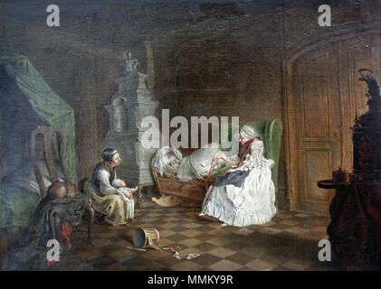 Englisch: Familie Szene English: familienszene Français: Scène de Famille???????:????? ????? . 1763. 1763 Chodowiecki Familienszene anagoria Stockfoto