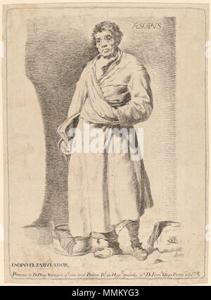 Francisco de Goya nach Diego Velázquez, Aesopvs (Aesop), Spanisch, 1746 - 1828, 1778, Radierung [arbeiten Beweis], Rosenwald Collection Goya - Aesopvs (Aesop) Stockfoto