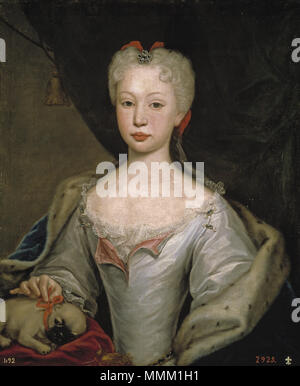 . Español: Retrato de la Reina Bárbara de Braganza (1711-1758), Que fue hija del Rey Juan V de Portugal y de la Reina María Ana de Österreich. Bárbara de Braganza, Reina consorte de España. 1725. Maria Barbara de Braganza Stockfoto