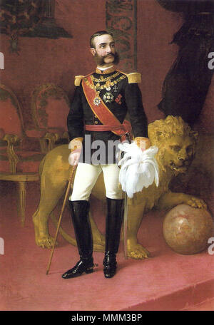 . Español: Retrato del Rey Alfonso XII de España (1857-1885) Retrato del Rey Don Alfonso XII. 1884. Alfonso XII. Pintado por Casado del Alisal en 1884 Stockfoto