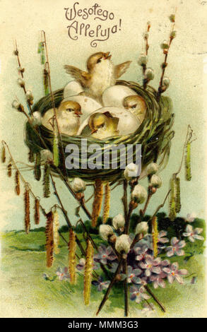 . Englisch: Alte polnische Ostern Postkarte 2 07. Alte russische Ostern Postkarte Stockfoto