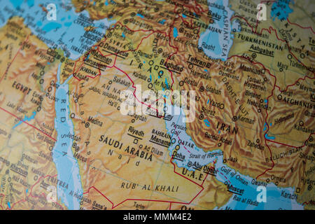 Detail einer alten Karte, aus dem Nahen Osten, einschließlich Iran Stockfoto