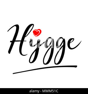 Hygge handschriftliche Schriftzug Abbildung Stockfoto