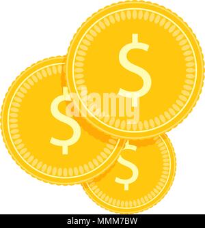 Finanzielle Investitionen goldenen Münzen. Geld Die Währung, Finanzen Münze golden. Vector Illustration Stock Vektor