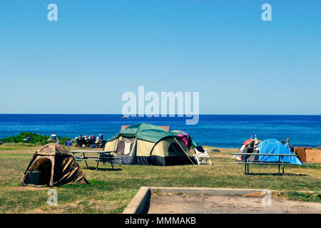 Obdachlose Lager auf der Westseite von Oahu, Hawaii, USA Stockfoto