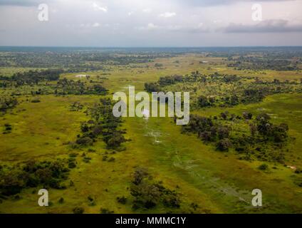 Luftbild des Okavango Delta in Botswana im Sommer Stockfoto