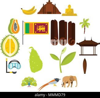 Sri Lanka Reisen stellen flach icons Stock Vektor