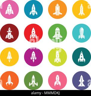 Rocket Icons Set bunte Kreise Vektor Stock Vektor