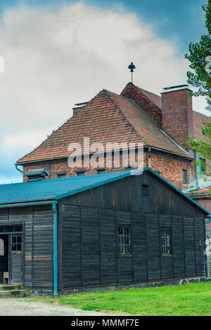 Auschwitz, Polen - 12. August 2017: Kaserne in das ehemalige Konzentrationslager Auschwitz Stockfoto