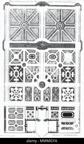 . Español: Plano de Jardín de Antoine Joseph Dezallier d'Argenville, Publicado en La Théorie et la Pratique du Jardinage (1710). . 1710. Antoine Joseph Dezallier d'Argenville Dezallier Plano Stockfoto