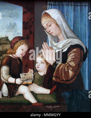 . Englisch: Madonna mit Kind und den Säugling Saint John English: Madonna mit Art und Johannesknaben. ca. 1499. 1499 Carpaccio Madonna mit Art und Johannesknaben anagoria Stockfoto