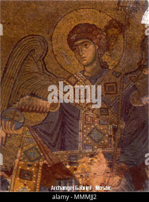 Erzengel Gabriel byzantinisches Mosaik (ca. 1125-1130) Englisch: Erzengel Gabriel Mosaik. zwischen ca. 1125 und ca. 1130. Erzengel Gabriel - Gelati Monastery byzantinisches Mosaik (ca. 1125-1130) Stockfoto