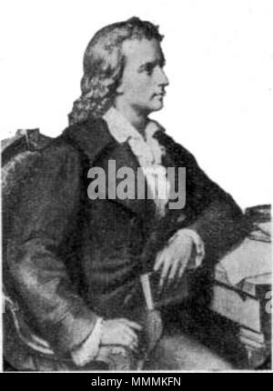 . Englisch: Friedrich von Schiller Svenska: Friedrich von Schiller. ca. 1835. Nils Personne (Text), W. v. Kaulbach (Bild) 086 - Friedrich von Schiller Stockfoto