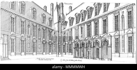 . Englisch: Gravur von Le Premier Volumen des plus excellents Bastiments de France von Jacques ich Androuet du Cerceau: Zwei neue Innenraumgestaltung Fassaden des Château de Vallery in Frankreich. 1576. Ich Jacques Androuet du Cerceau (1510-1585) Alternative Namen Jacques Androuet; Jacques Androuet du Cerceau l'Ancien; Jacques Androuet Du Cerceau; Jacques Androuet DuCerceau; Jacques Androuet Ducerceau Beschreibung des französischen Architekten, Kupferstecher und Verfasser der Vater von Baptiste Androuet du Cerceau Vater von Jacques II Androuet du Cerceau Datum der Geburt / Tod 1510 oder 1512 Januar 1584 Lage der b Stockfoto