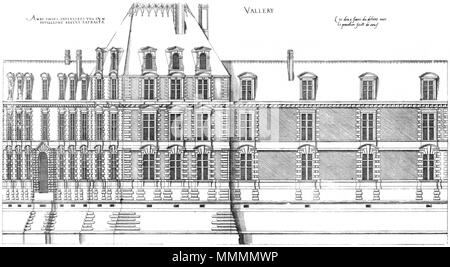 . Englisch: Gravur von Le Premier Volumen des plus excellents Bastiments de France von Jacques ich Androuet du Cerceau: Château de Vallery. Zwei neue Außenfassaden. 1576. Ich Jacques Androuet du Cerceau (1510-1585) Alternative Namen Jacques Androuet; Jacques Androuet du Cerceau l'Ancien; Jacques Androuet Du Cerceau; Jacques Androuet DuCerceau; Jacques Androuet Ducerceau Beschreibung des französischen Architekten, Kupferstecher und Verfasser der Vater von Baptiste Androuet du Cerceau Vater von Jacques II Androuet du Cerceau Datum der Geburt / Tod 1510 oder 1512 Januar 1584 Ort der Geburt / Todes Paris Stockfoto