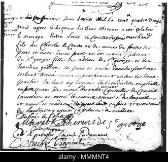 Contrat de Mariage de Louis Lecompte Dupré avec Marie-Catherine de Saint-Georges Stockfoto