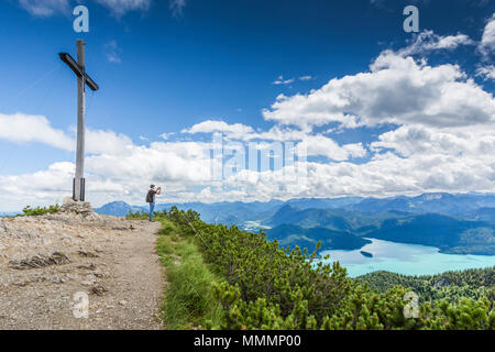 Blick vom Herzogstand in den Walchensee Stockfoto