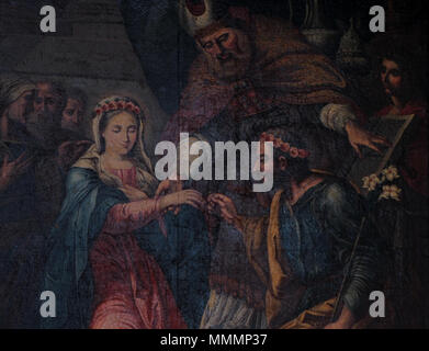 . Français: Elsass, Haut-Rhin, Ammerschwihr, Église Saint-Martin (XVIe) (PA 68000716 00085325, IA) Tableau bin ariage de Marie et de Joseph" (XVIIIe): Dieses Objekt ist classé Monument Historique in der Basis Palissy, Datenbank der Französische Möbel Erbe des französischen Ministeriums für Kultur, unter den Referenzen PM 68000602 und 68007076. Brezhoneg | Deutsch | English | Español | English | Deutsch | Français | Magyar | Italiano | Plattdüütsch | Português | +/-. 1. September 2014. © Ralph Hammann - Wikimedia Commons Ammerschwihr StMartin 50 Stockfoto