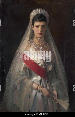 . Afrikaans: Portret van Maria Fjodorowna (gebore Prinses Dagmar van Denemarke), Gade van russiese tsaar Alexander III. Englisch: Maria Fyodorovna, geborene Prinzessin Dagmar von Dänemark, Frau des russischen Zaren Alexander III Русский: Портрет императрицы Марии Федоровны Portrait von Maria Fyodorovna (1847-1928). 1881. Maria Feodorowna von kramskoj Stockfoto