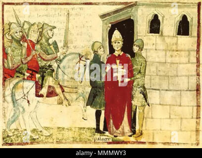 . Čeština: BONIFÁC VIII ve vězení v Anagni. 14. Jahrhundert. Giovanni Villani 57 ArrestoBonifac 8. Stockfoto