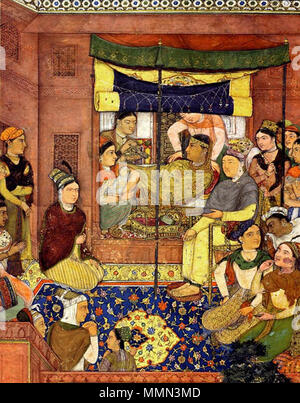 . Ein Gemälde beschreibt die Szene der Geburt des 4. großmogul von Indien, Jahangir. . Um 1600. Unbekannt 85 Geburt von jahangir Stockfoto