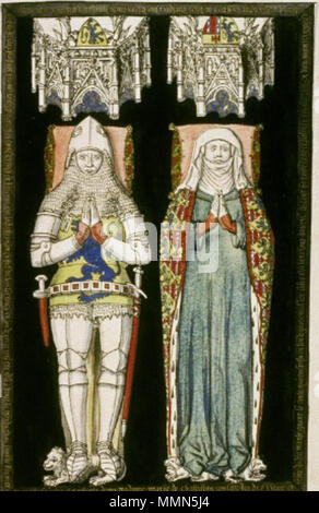 . Englisch: Simon de Roucy, d. 1393 und Frau Marie de Châtillon, d. 1396. . Um 1700. Roger de Gaignières 96 Braine 2 Stockfoto