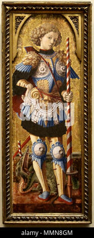 . Englisch: Saint George, Tempera auf Holz Gemälde von Carlo Crivelli, C. 1472, Metropolitan Museum der Kunst. ca. 1472. 'Saint George', Tempera auf Holz Gemälde von Carlo Crivelli, C. 1472, Metropolitan Museum der Kunst Stockfoto