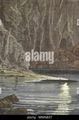 . Englisch: Eine Illustration von Jules Vernes Roman "20 000 Meilen unter dem Meer" (1866-69) gezeichnet von George Roux. Polski: Ilustracja powieści Juliusza Verne' Ein 'Dwadzieścia tysięcy Mil podmorskiej żeglugi' (tytuł przekładany także Jako: "wadzieścia tysięcy Mil podmorskiej żeglugi około świata', '20.000 Mil podmorskiej żeglugi'; 1866-69, ich wyd. 1870) autorstwa Alphonse'a de Neuville lub Édouarda Riou. Français: Jules Verne "Vingt mille lieues Sous les mers" (1866-69), Dessins par Alphonse De Neuville ou Édouard Riou. Diese Datei wurde hochgeladen mit Commonist. Orginal Beschreibung tak Stockfoto