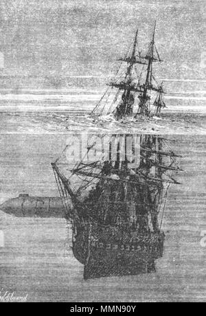 . Englisch: Eine Illustration von Jules Vernes Roman "20 000 Meilen unter dem Meer" (1866-69) gezeichnet von George Roux. Polski: Ilustracja powieści Juliusza Verne' Ein 'Dwadzieścia tysięcy Mil podmorskiej żeglugi' (tytuł przekładany także Jako: "wadzieścia tysięcy Mil podmorskiej żeglugi około świata', '20.000 Mil podmorskiej żeglugi'; 1866-69, ich wyd. 1870) autorstwa Alphonse'a de Neuville lub Édouarda Riou. Русский: "Наутилус'в атаке Français: Jules Verne "Vingt mille lieues Sous les mers" (1866-69), Dessins par Alphonse De Neuville ou Édouard Riou. Diese Datei wurde hochgeladen mit Commoni Stockfoto