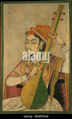 . Englisch: eine Dame Spielen der Tanpura. Kishangarh, Ca. 1735 Metropolitan Museum, New York. 27. August 2012. Unbekannt 1 eine Dame Spielen der Tanpura ca 1735 metmuseum Stockfoto