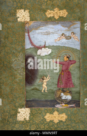 . Englisch: Abu'l-Hasan. Jahangir stehend auf einem Globus schießen Armut. Ca. 1625, Los Angeles County Museum of Art. 22. März 2012. Abu 'l-Hasan 11 Abu'l-Hasan. Jahangir stehend auf einem Globus schießen Armut. Ca. 1625, Los Angeles County Museum of Art Stockfoto