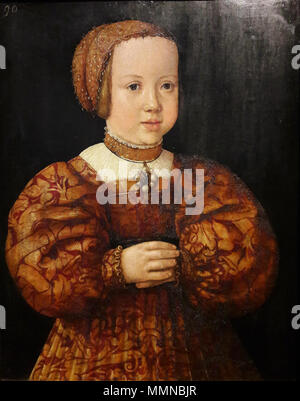 Portrait von Elisabeth von Österreich (1526-1545) im Alter von vier.. ca. 1530. Seisenegger Elisabeth von Österreich vier Jahre Stockfoto