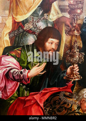 Die Anbetung der Könige (Ausschnitt).zwischen 1540 und 1545. Lopes Anbetung der Heiligen Drei Könige (Detail) Stockfoto