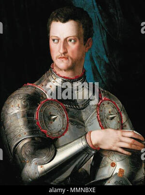 Portrait von Cosimo I dei Medici in Rüstung.. ca. 1545. Bronzino Cosimo de' Medici Stockfoto