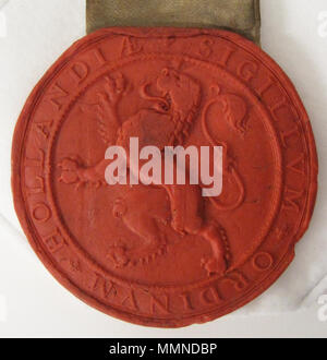 . Nederlands: Grootzegel van de Staten van Holland en West-Friesland Englisch: Großes Siegel der Staaten von Holland und West-Frisia English: Große Siegel der Staaten von Holland und Westfriesland Français: Grand Sceau des Putschist de Hollande et de Frise occidentale Magyar: Nagy Pecsét államai Hollandiában és Nyugat Frízföld. 7. August 1609. Anonyme Künstler/Staten van Holland 1609-08-07. Grootzegel Staten van Holland en West-Friesland Stockfoto