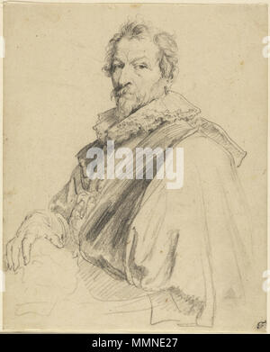 Portrait von Hendrick van Balen; Anthony van Dyck (Flämisch, 1599 - 1641); ca. 1627 - 1632; Schwarze Kreide, 24,4 x 19,7 cm (9 5/8 x 7 3/4 in.); 84. GB.92 Hendrick van balen Stockfoto