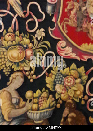 Wandteppich mit dem Wappen von Anna Katharina Bodensee Vasa (Detail).. vor 1642. Flandern Wandteppich mit dem Wappen von Anna Katharina Bodensee Vasa (Detail) 05 Stockfoto