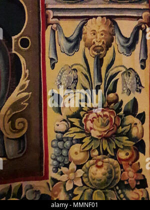 Wandteppich mit dem Wappen von Anna Katharina Bodensee Vasa (Detail).. vor 1642. Flandern Wandteppich mit dem Wappen von Anna Katharina Bodensee Vasa (Detail) 08. Stockfoto