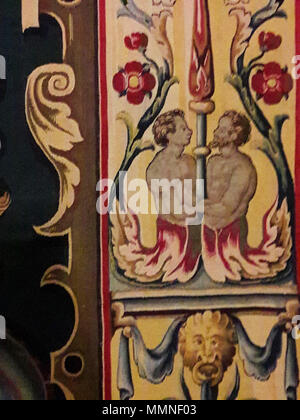 Wandteppich mit dem Wappen von Anna Katharina Bodensee Vasa (Detail).. vor 1642. Flandern Wandteppich mit dem Wappen von Anna Katharina Bodensee Vasa (Detail) 07. Stockfoto