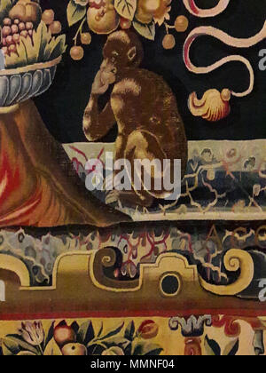 Wandteppich mit dem Wappen von Anna Katharina Bodensee Vasa (Detail).. vor 1642. Flandern Wandteppich mit dem Wappen von Anna Katharina Bodensee Vasa (Detail) 09. Stockfoto