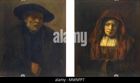 Porträt eines alten Mannes und Porträt einer alten Frau. 1654. Porträt eines alten Mannes und Porträt einer alten Frau von Rembrandt, 01. Stockfoto