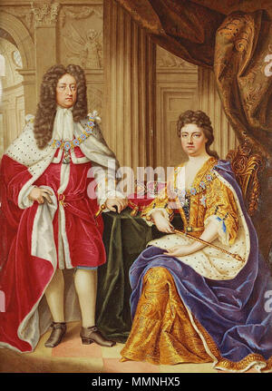 . Portrait von Königin Anne von Großbritannien und ihren Gemahl Prinz Georg von Dänemark. 1706. Charles Boit, Queen Anne und Prince George Erntegut Stockfoto