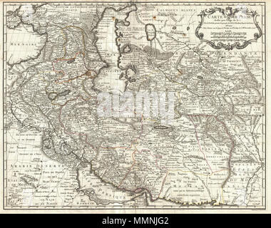 . Englisch: ein feines First edition Beispiel 1724 Karte Guillaume De L'Isle in Persien. Abdeckungen von der Krim und dem Asowschen Meer im Süden an den Persischen Golf und die Straße von ormuz und Osten so weit wie Kaschmir (Cachmir) und Kabul (Caboul). Diese Karte umfasst moderne Iran, Irak, Afghanistan, Kuwait, Usbekistan, Turkmenistan, Tadschikistan, Georgien, Armenien und Aserbaidschan, mit angrenzenden Teile von Russland, Pakistan, der Türkei, der Ukraine und Kasachstan und Arabien. Kartierung kartographisch De L'Isle of Persia markiert einen bedeutenden Fortschritt im Europäischen kartografischen Kenntnisse der Region. Dieses ma Stockfoto