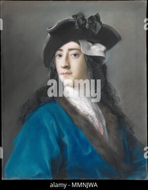 . Gustavus Hamilton (1710 - 1746), der irischen, der im Jahre 1723 gelang es als Viscount Boyne. Er und Edward Walpole, der zweite Sohn des mächtigen Whig Premierminister Sir Robert Walpole, wurden in Venedig von Januar bis März 1730 und genießen Sie die Freuden des Karnevals Saison, und Boyne war es wieder das folgende Winter. Es gibt drei Versionen der Gegenwart Porträt: Der zweite (Privatsammlung) Zeigt die Sitter in ein identisches Kostüm; in der Dritten (Barber Fine Arts an der Universität von Birmingham, England) Er trägt ein braunes brokatartige Mantel. Der Hut, Schleier, und Maske, getragen im Freien mit einem b Stockfoto