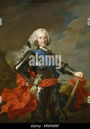 . Español: Retrato del rey Felipe V de España (1683-1746), Que fue Nieto del rey Luis XIV de Francia y el Primer rey de La Casa de Borbón en España. El rey Felipe V de España. ca. 1739. Felipe V Stockfoto