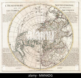 . Englisch: Dies ist eine beeindruckende und wichtige Karte der nördlichen Hemisphäre ursprünglich von Guillaume de L'Isle in 1714 und von Coven und Mortier 1741 aktualisiert. Abdeckungen vom Nordpol nach Süden in alle Richtungen die arktischen Regionen, alle von Nordamerika, Mittelamerika, Asien und Europa mit Teilen von Südamerika zu gehören, und die meisten von Afrika. Auf einer Seite der Karte korrekte (in französischer Sprache auf der linken Seite und in der Niederländischen auf der rechten Seite) ist ein Buchstabe geschrieben von Monsieur Swartz, einer dänischen Explorer in den Dienst des Zaren, bezüglich seiner C. 1734 - 1740 Erkundungen in der Nähe von Japan und Kamtschatka. Covens Stockfoto