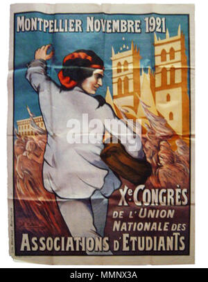 . Français: Affiche du dixième congrès de l'Union nationale des étudiants de France. Vom 3. März 2013, 18:19:15. Union nationale des étudiants de France 12 1921-10 emecongres-unef Stockfoto