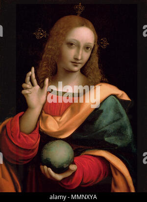 . Salvator Mundi. Anfang des 16. Jahrhunderts, erste Hälfte des XVI Jahrhunderts. Giampietrino (1495-1549) Alternative Namen Gian Pietro Rizzi, Giovanni Pietro Rizzoli Beschreibung italienischer Maler Geburtsdatum / Tod 1495 1549 Arbeit Zeitraum circa von 1495 bis 1549 arbeiten Ort Mailand Authority control: Q 940454 VIAF: 47821784 ISNI: 0000 0000 2700 3034 ULAN: 500020944 LCCN: n 88032701 WGA: GIAMPIETRINO WorldCat Giampietrino, Salvator Mundi (Heiland der Welt), erste Hälfte des XVI Jahrhunderts, Tempera, Holz, 50 x 39 cm, Puschkin Museum Stockfoto