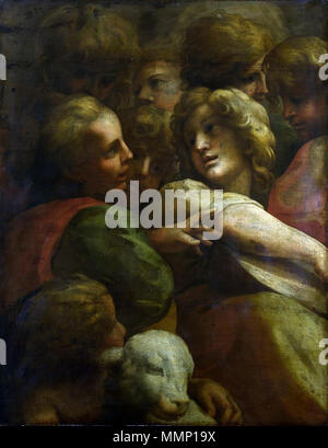 Englisch: Gruppe von Köpfen. Vor 1587. Nach Antonio da Correggio (1489-1534) Alternative Namen Geburt Name: Antonio Allegri Beschreibung italienischer Maler Geburtsdatum / Tod ca. 1490 5. März 1534 Ort der Geburt / Todes Carpi bei Modena Correggio Standort Parma Authority control: Q 8457 VIAF:?: 265687108 ISNI? 0000 0001 2145 0770 ULAN:?? n 500006208 LCCN: 80160167 NLA:? 35798972 WorldCat 29 nach Correggio, Gruppe der Köpfe (NG7) Stockfoto